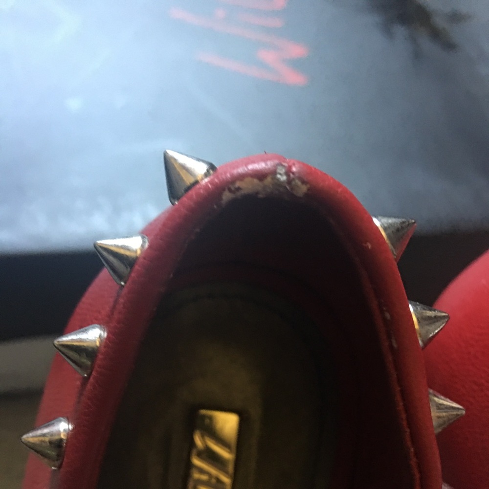 Sexy red Wild Pair “rocker chick” spiked wedges - Picture 6 of 8